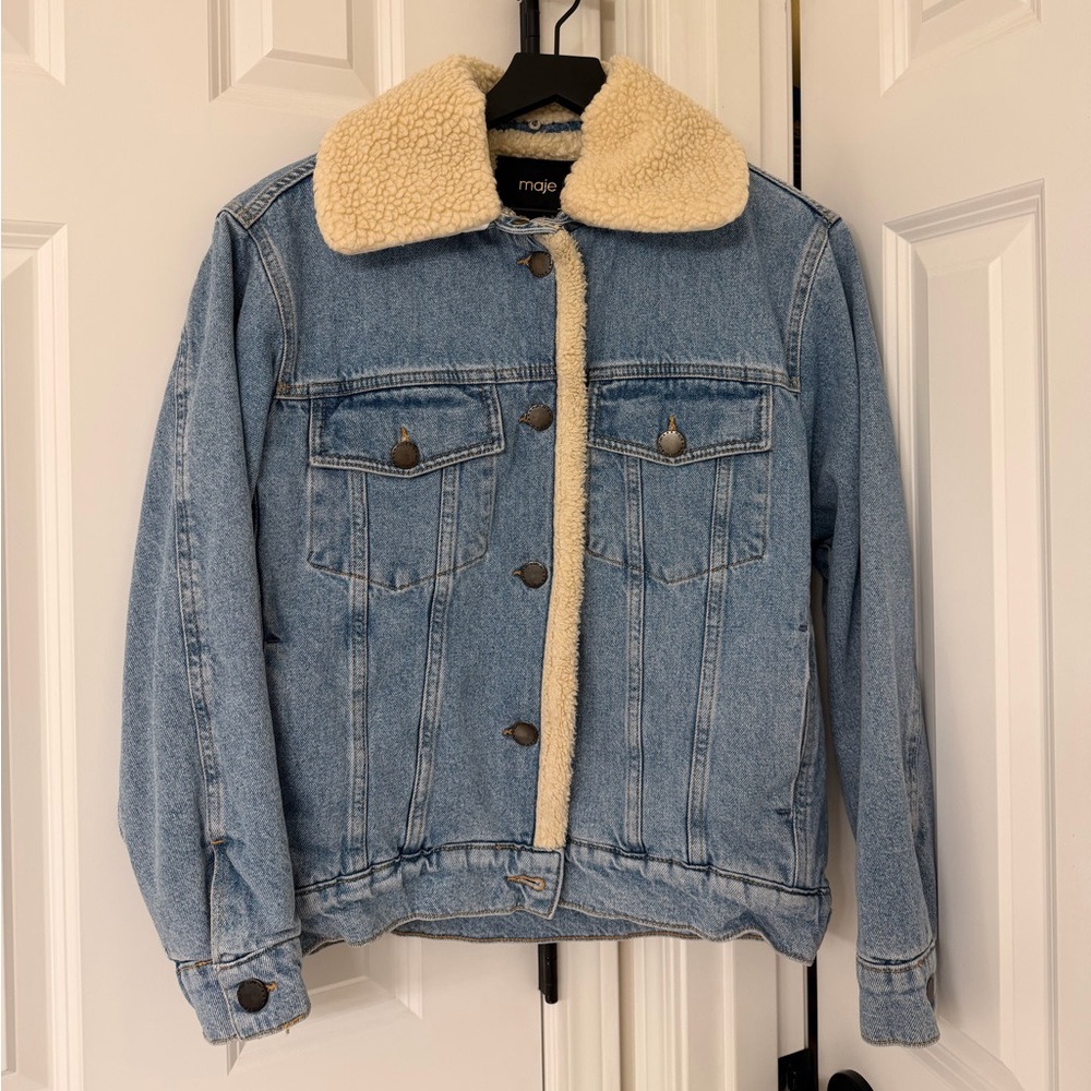 Maje Baxter Sherpa Denim Jacket